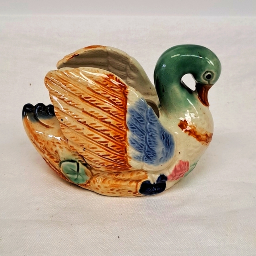 Vintage ceramic swan planter